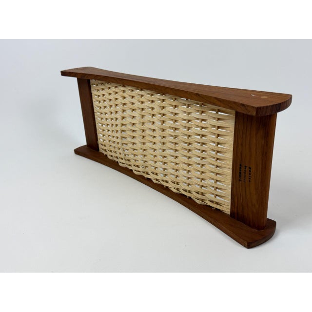 Mid-Century Modern Teak Serving Tray with Rattan Bottom from Poulsen Krogstrup, 1960s For Sale - Image 10 of 13