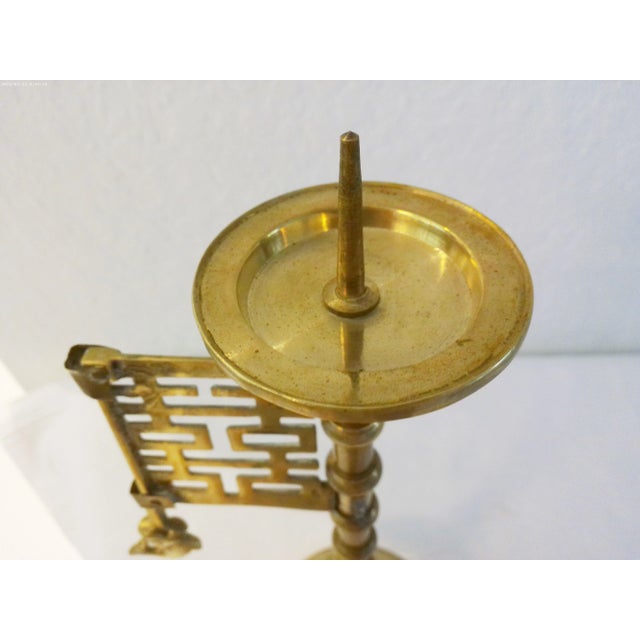 1970s Vintage Asian Solid Brass Koi Fish Candle Holder For Sale - Image 5 of 5