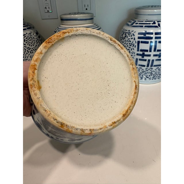 Vintage Blue and White Koi Fish Ceramic Cachepot Planter For Sale In Miami - Image 6 of 7