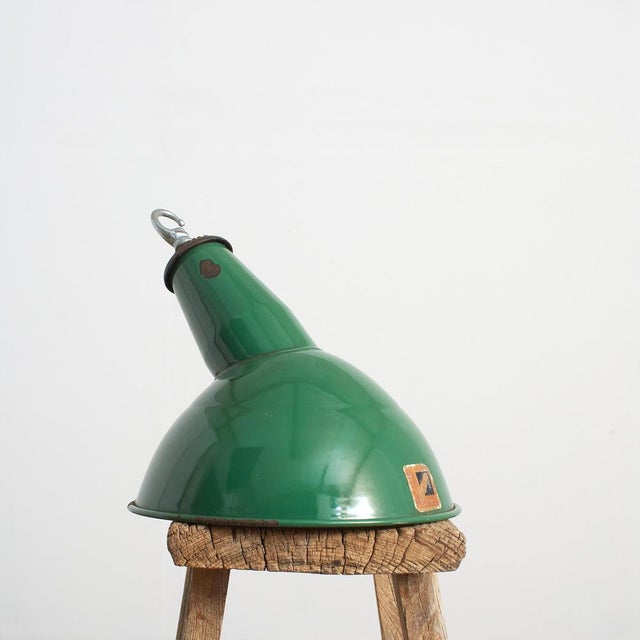 Green Enamel Parabolic Light from Benjamin, 1940s For Sale - Image 6 of 8