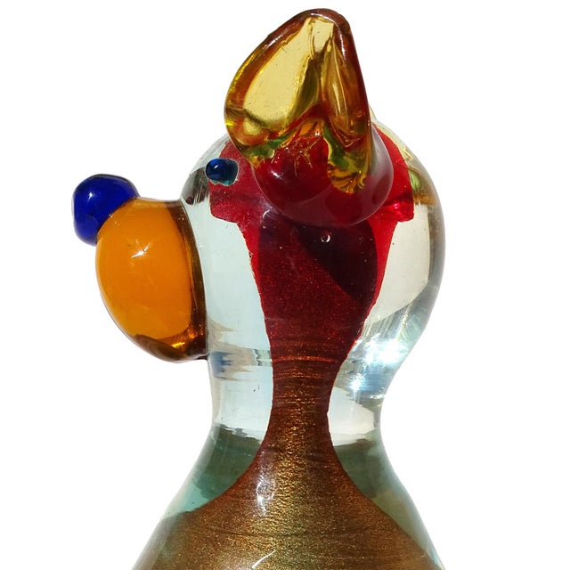 Murano Murano Italian Art Glass Vintage Sommerso Red Dog Copper Aventurine Flecks Paperweight Figurine Sculpture For Sale - Image 4 of 8