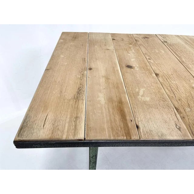 Vintage Industrial Iron and Wood Table with Drawer, 1950s For Sale - Image 9 of 12