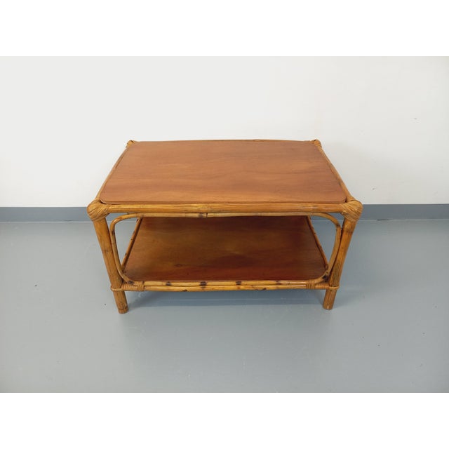 Vintage Rattan and Wood Coffee Table, 1960s For Sale - Image 10 of 13