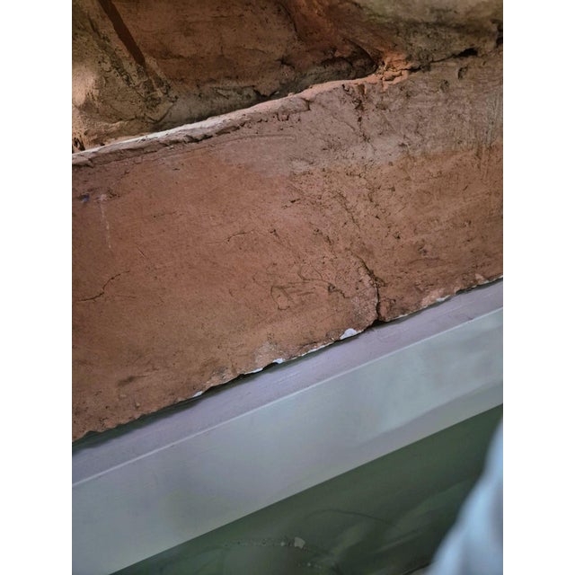 Pair of terracotta lions on wooden bases: each lion reclines on a rectangular base and holds a snake under its paw. Both...