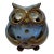 Mid-Century Studio Pottery Owl Candle Holder in Mottled Blue Glaze Luminary Decor For Sale