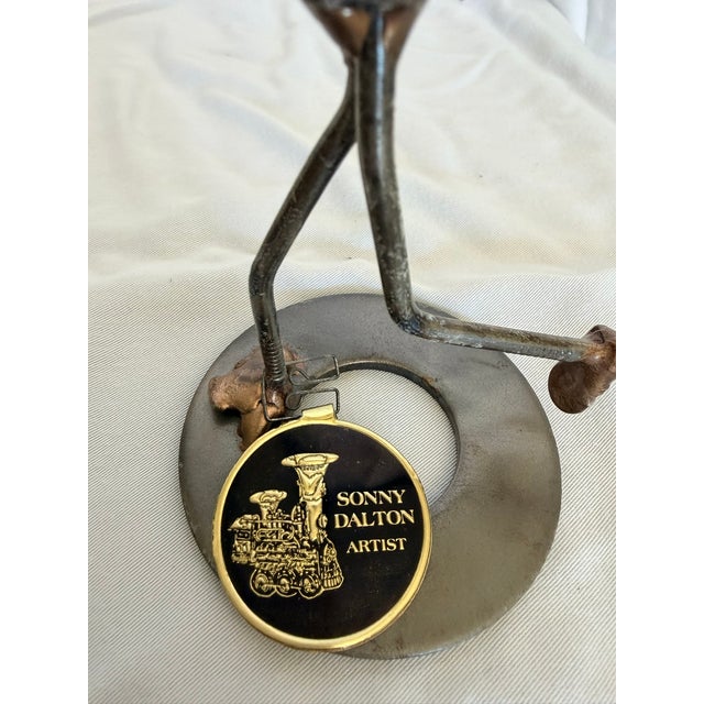 Late 20th Century Vintage Sonny Dalton Signed Found-Metal Runner Sculpture With Original Tag For Sale - Image 5 of 7