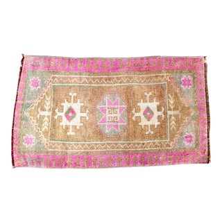 1960s Vintage Pink Turkish Rug For Sale
