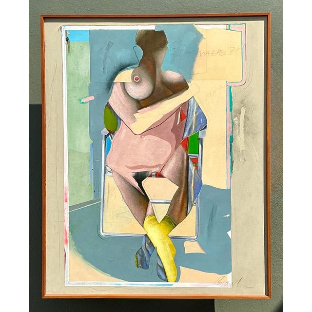 Vintage 1980s Monumental Abstract Figurative Soil on Canvas For Sale - Image 9 of 12