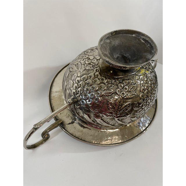 Vintage Silverplated Hammered Repousse Jardiniere Centerpiece With Handles For Sale - Image 11 of 16