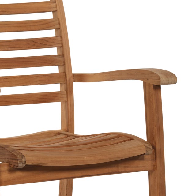 Hi Teak Birmingham Stacking Teak Outdoor Dining Armchair 4pc For Sale In Washington DC - Image 6 of 6