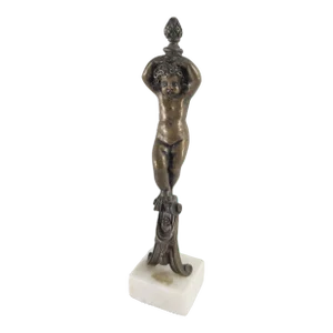 18th Century Italian Bronze Cherub or Putti Handle Mounted on Marble