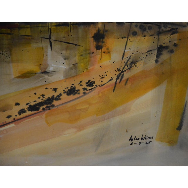 The vibrant golds will grab you in this City Scape watercolor by Anton Weiss. It is dated 6-9-65. The sun is shining over...