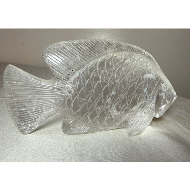 Antique Hand Carved Chinese Fish Figural Rock Crystal Stone Sculpture Statue For Sale - Image 12 of 13