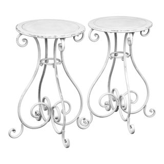 Pr. Vintage Metal Garden Pedestals For Sale