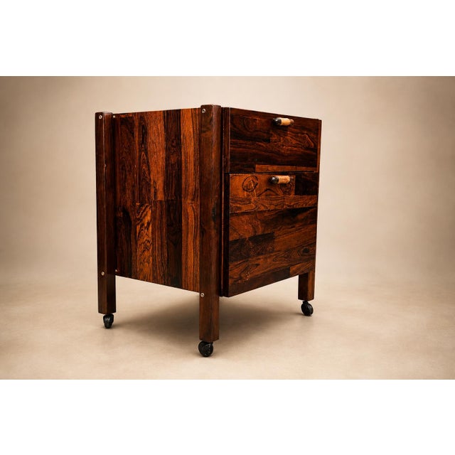 Jorge Zalszupin Foldable Patchwork Rosewood Desk & File Cabinet by L’Atelier, 1960s For Sale - Image 13 of 18