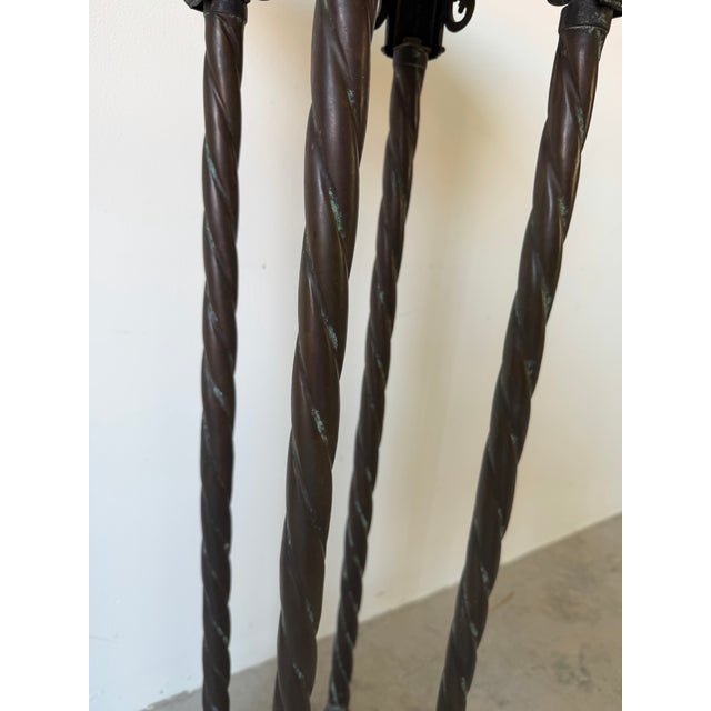 Vintage Neoclassical - Style Brass & Marble Pedestal With Twisted Columns and Claw Feet For Sale - Image 10 of 12