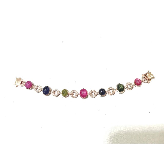 Bochic “Capri” Ruby & Multi Color Sapphire Bracelet Set In 18K Gold & Silver For Sale In New York - Image 6 of 12