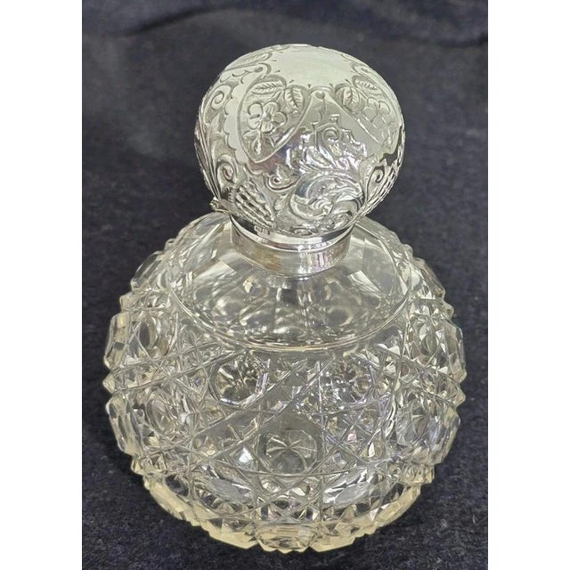 Antique Art Nouveau Cut Glass Scent Bottle from Henry Bushell & Co, Birmingham, 1902 For Sale - Image 14 of 18