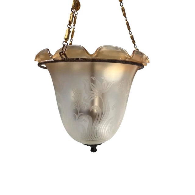 Art Deco Etched Glass Bell Jar Hall Lantern Light, Circa 1930s For Sale - Image 15 of 16
