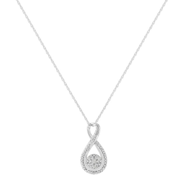 Celebrate someone you love with this stunning diamond infinity pendant necklace. This diamond necklace features an...