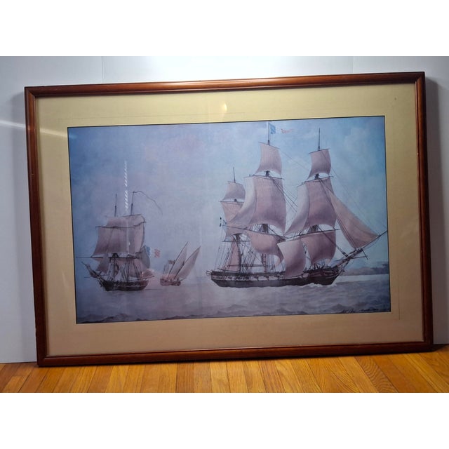 This is a stunning framed maritime print after the original 1803 watercolor by Ange-Joseph Antoine Roux (Antoine Roux the...