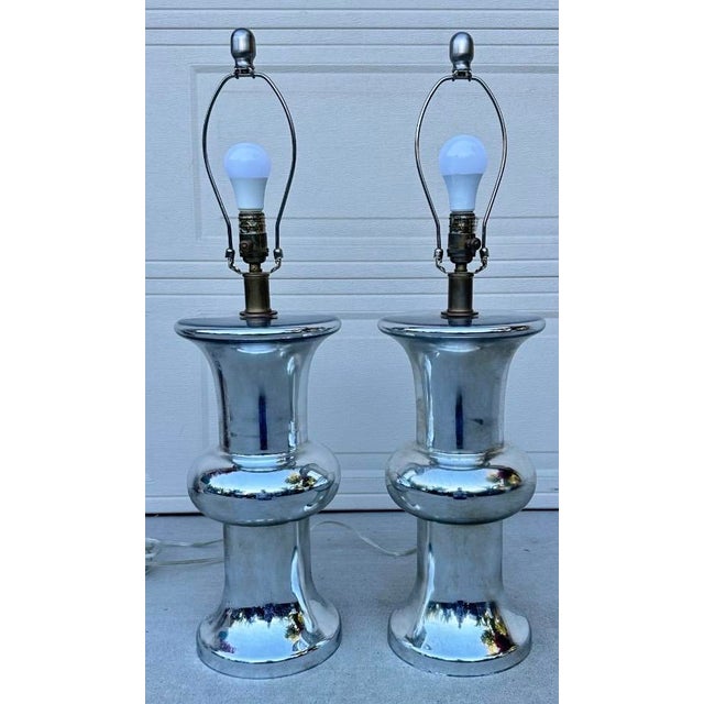 Bull Nose Cylinder Mercury Glass Table Lamps - a Pair For Sale - Image 16 of 18