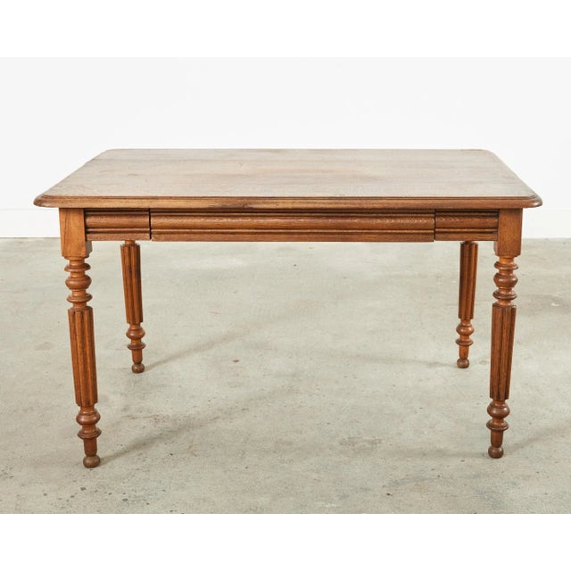French 19th Century Louis Phllippe Style Oak Writing Table or Desk For Sale - Image 3 of 13