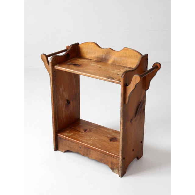 Farmhouse Antique Pine Washstand With Towel Bars and Two Shelves For Sale - Image 3 of 14