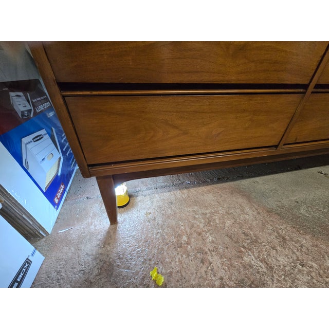 1960s Walnut Mid Century Modern Dresser Attributed to Dixie Furniture Co For Sale - Image 9 of 12