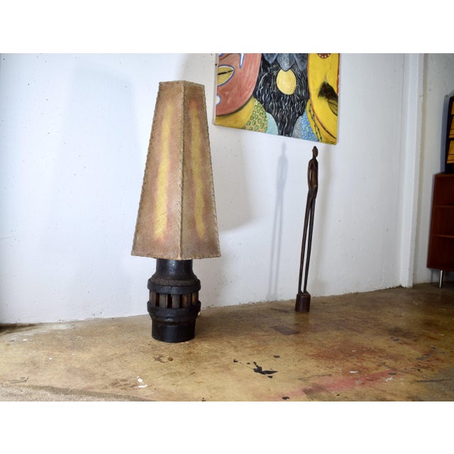 Brown Brutalist Oak Floor Lamp, 1930s For Sale - Image 8 of 8