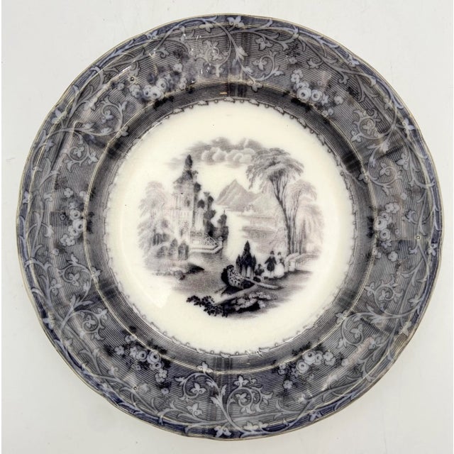 Antique T. J. & J. Mayer Black Mulberry Transferware Plate, “Rhone Scenery” Pattern For Sale In Savannah - Image 6 of 6