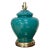 Vintage Teal & Brass Glass Lamp For Sale