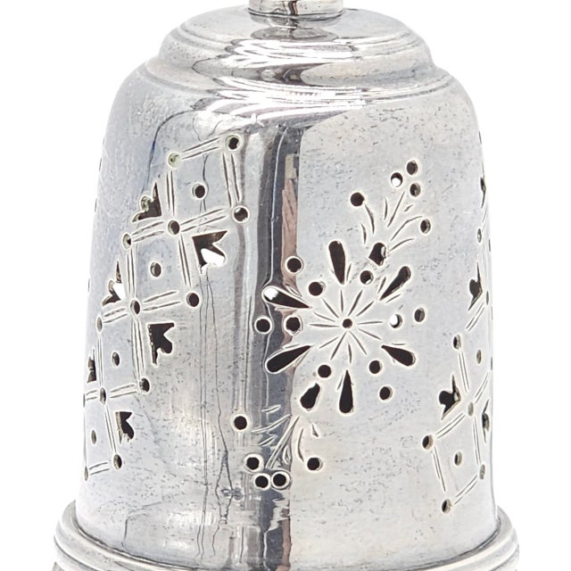 Silver Antique English Silver Plate Muffineer Pierced Sugar Shaker Caster JFR LTD 8.25" For Sale - Image 8 of 14