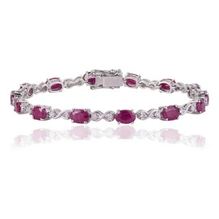 Romantic 6.76 Ct Ruby & Diamond Vine Infinity Tennis Bracelet, 7 Inch - Gift for Her For Sale