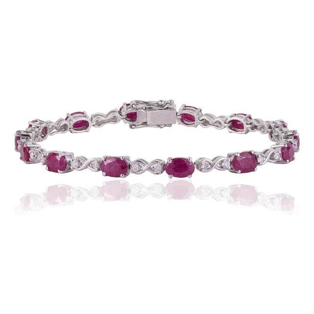 Romantic 6.76 Ct Ruby & Diamond Vine Infinity Tennis Bracelet, 7 Inch - Gift for Her For Sale