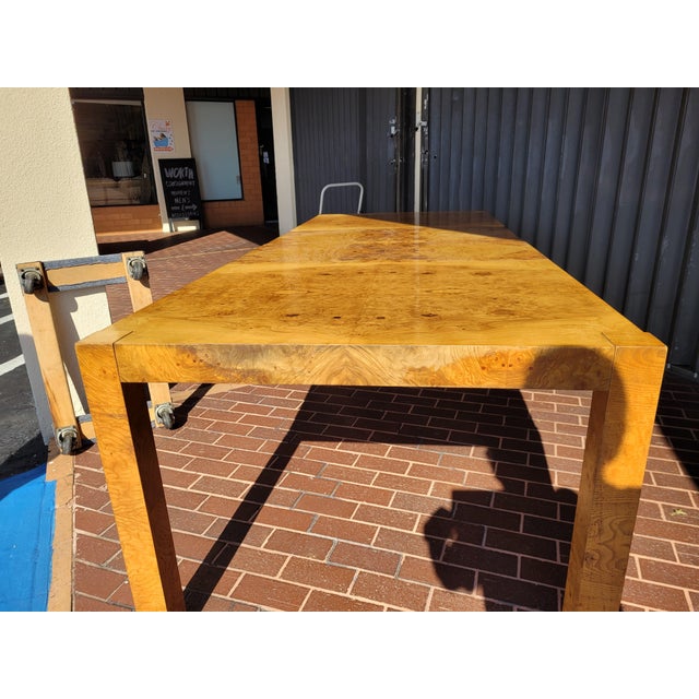 1980s Faux Burl Wood Finish Dining Table With Two Leaves | Chairish