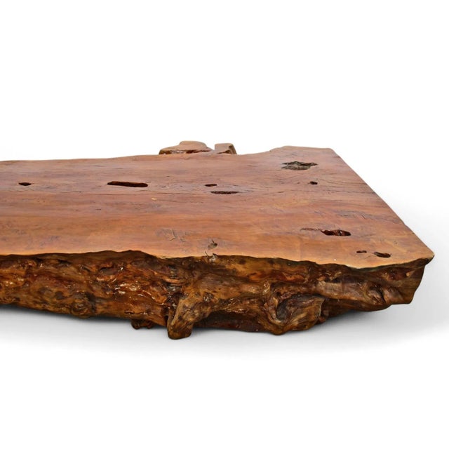 Organic Modern One Slab Lychee Burl Coffee Table For Sale - Image 12 of 12