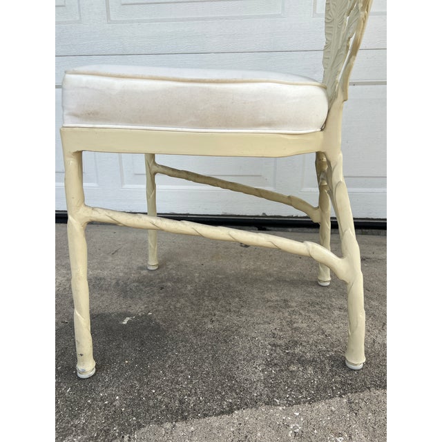 Vintage Hollywood Regency Cast Aluminum Dining Chair With Banana Leaf Motif For Sale - Image 11 of 12