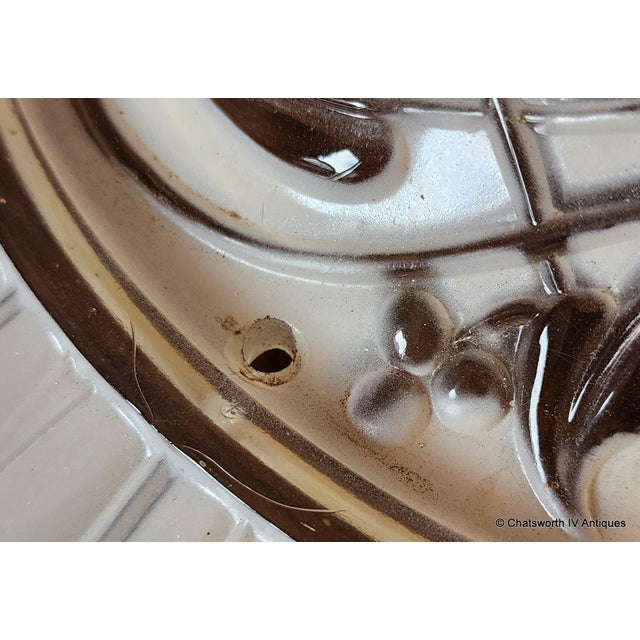 Art Deco Vintage Mid Century Glazed Glass Ceiling Fixture 16" Shade Only ~ For Sale - Image 3 of 7