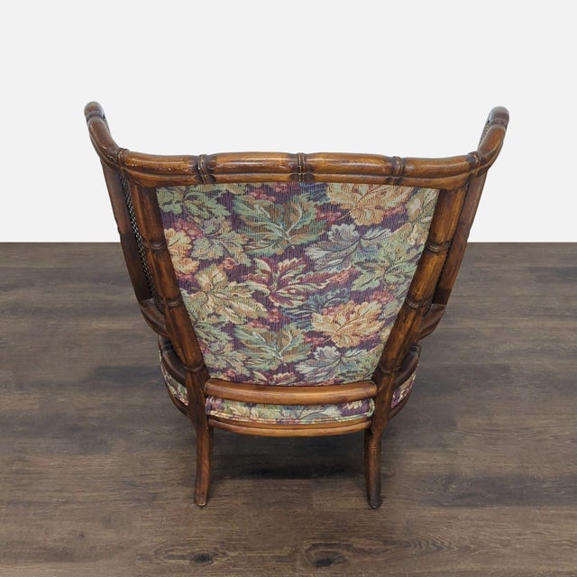 Traditional 1990s Ethan Allen Cane Wingback Accent Chair – Floral Tapestry For Sale - Image 3 of 5