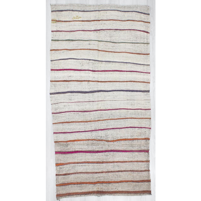 Striped Vintage Turkish Kilim Rug - 4′8″ × 8′10″ For Sale In Los Angeles - Image 6 of 6