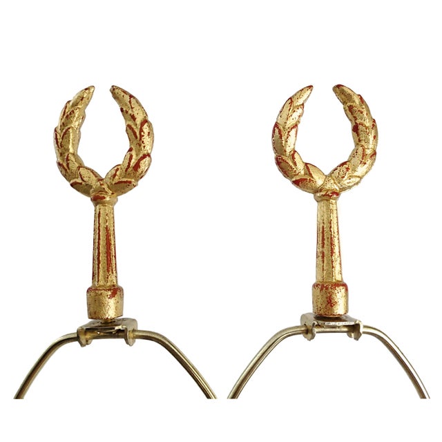 38" Tall Lamp Pair French Empire Gold For Sale - Image 14 of 15