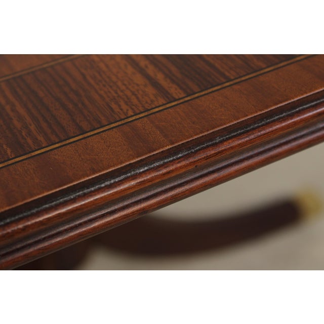 Hickory Mahogany Banded Inlaid Double Pedestal Dining Table For Sale - Image 12 of 15