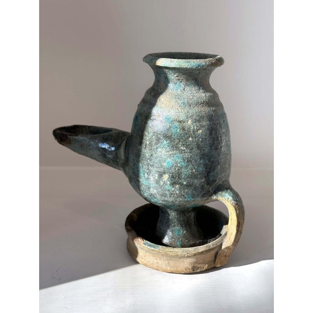 Gemstone Collection of Four Persian Glazed Ceramic Oil Lamps For Sale - Image 7 of 18