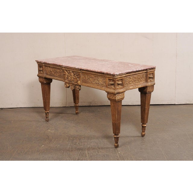 Italian Marble Top Console W/Carved Apron For Sale In Atlanta - Image 6 of 10