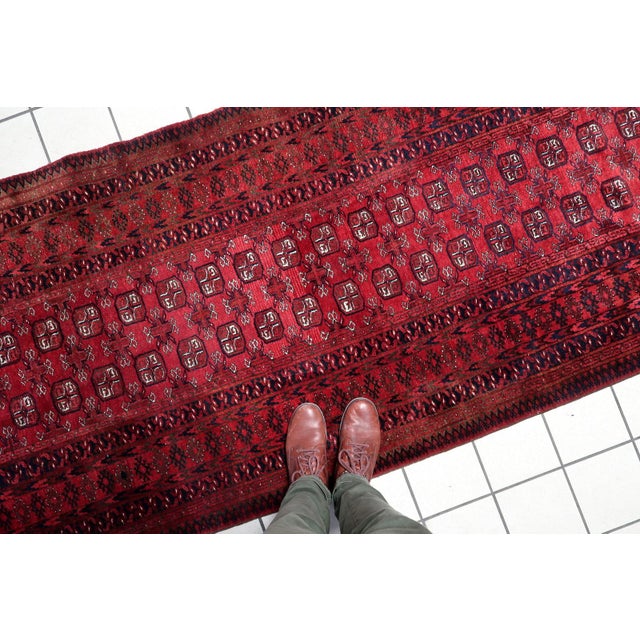 1960s 1960s, Handmade Vintage Afghan Ersari Runner 3.5' X 9.2' For Sale - Image 5 of 18