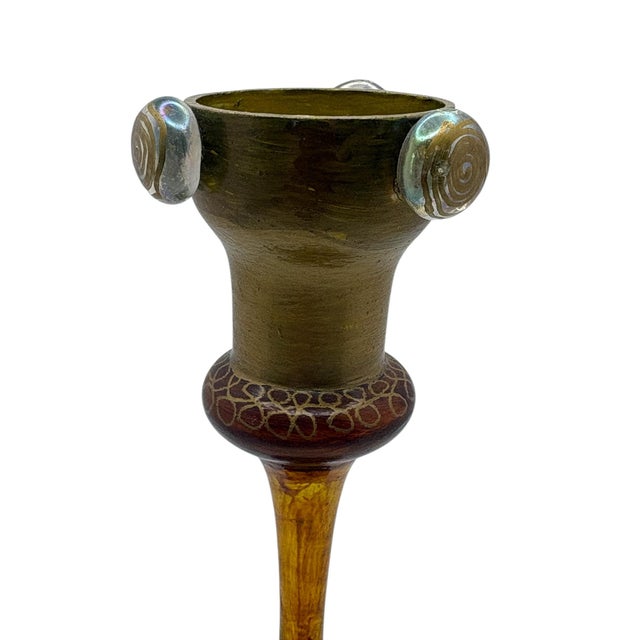 Set of 3 Vintage Rebecca Rish Hand Painted Candlesticks For Sale - Image 11 of 14