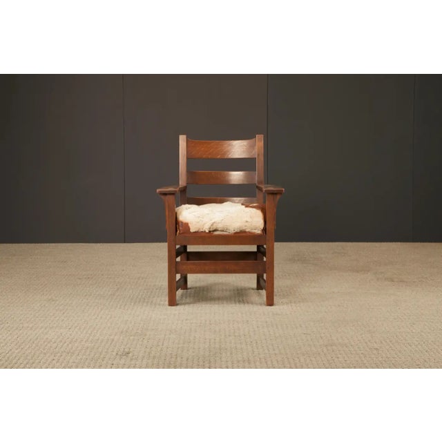 L. & j.g. Stickley Mission Oak Ladder-Back Armchair, C. 1910, Signed For Sale - Image 9 of 18