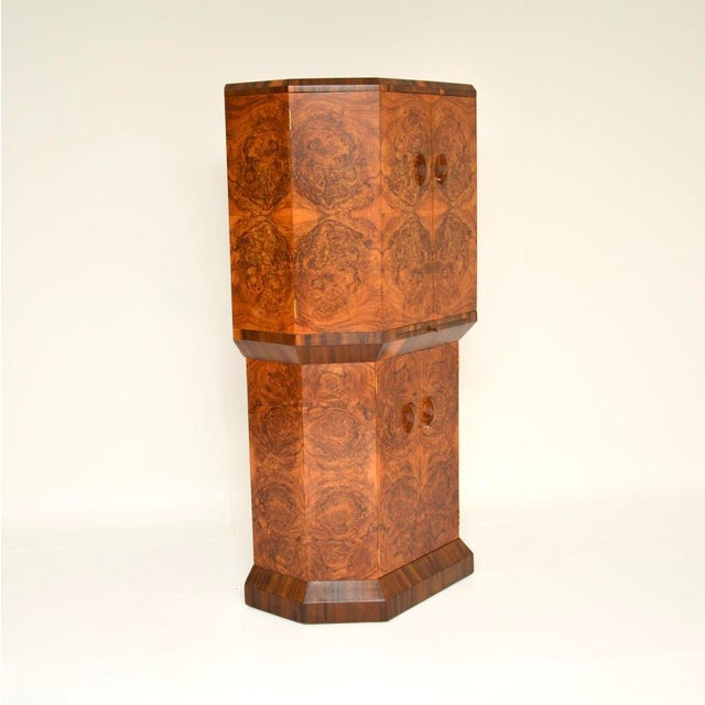 Mid-Century Modern Art Deco Burr Walnut Cocktail Cabinet, 1930s For Sale - Image 3 of 12