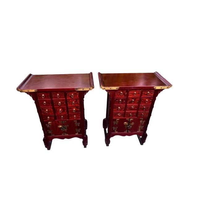 Mid 20th Century Asian Apothecary Cabinets a Pair For Sale - Image 4 of 13